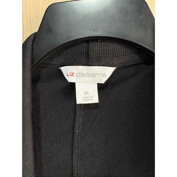 Liz Claiborne Black Open Front Cardigan XL Lightweight Rayon Blend - Picture 4 of 10